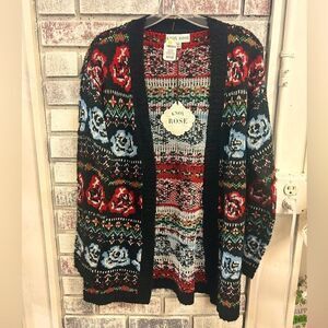 Knox Rose ladies XS red/black/blue cardigan new